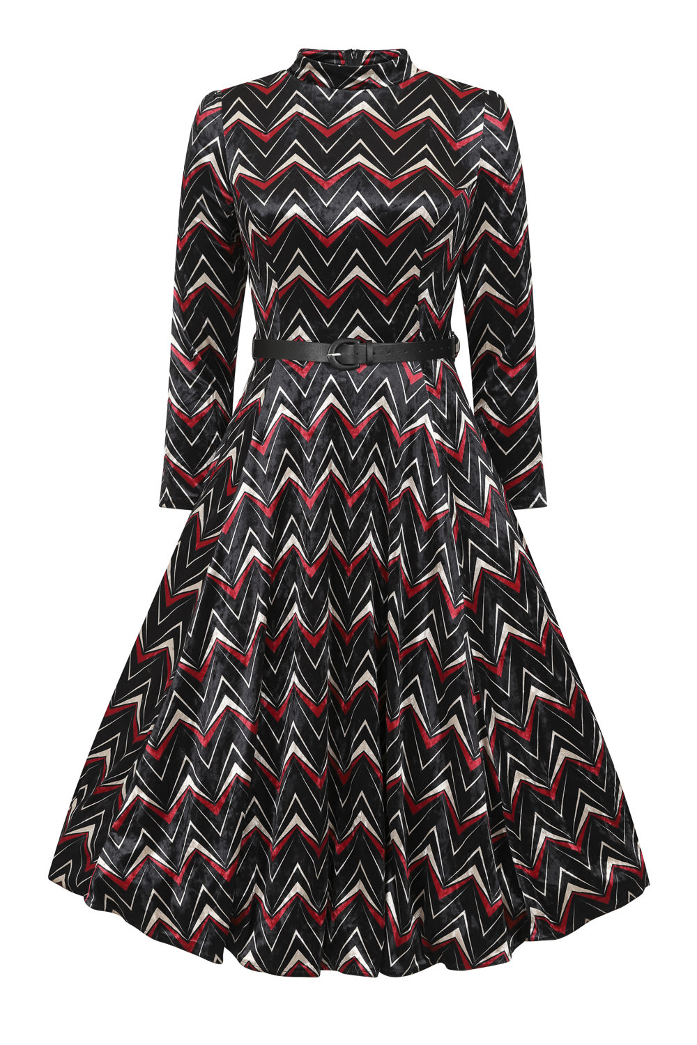 Chevron Velvet Swing Dress